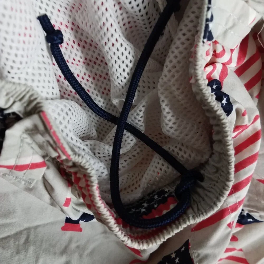 Columbia PFG Swim Trunks Adult XL American Flag Fish Brief Lined 4th Of July Men